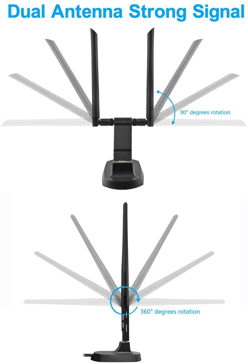USB WiFi Adapter, 1900Mbps Dual Band 2.4GHz/600Mbps 5.8GHz/1300Mbps High Gain 5dBi Antennas USB 3.0 Wireless Network Adapter for PC Desktop Laptop with Windows 10/8/7/XP/Vista, Mac OS