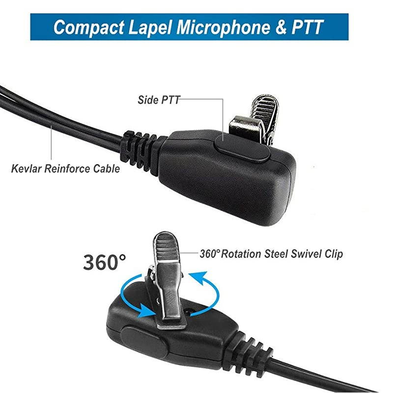 Walkie Talkie Earpiece Headset, 2 Pin 2.5mm/3.5mm G Shape Two Way Radio Headset with PTT Mic, Compatible with UV5R 888S UV-82HP BF-F8HP Kenwood Retevis H-777 RT21 RT22, 10 Pack