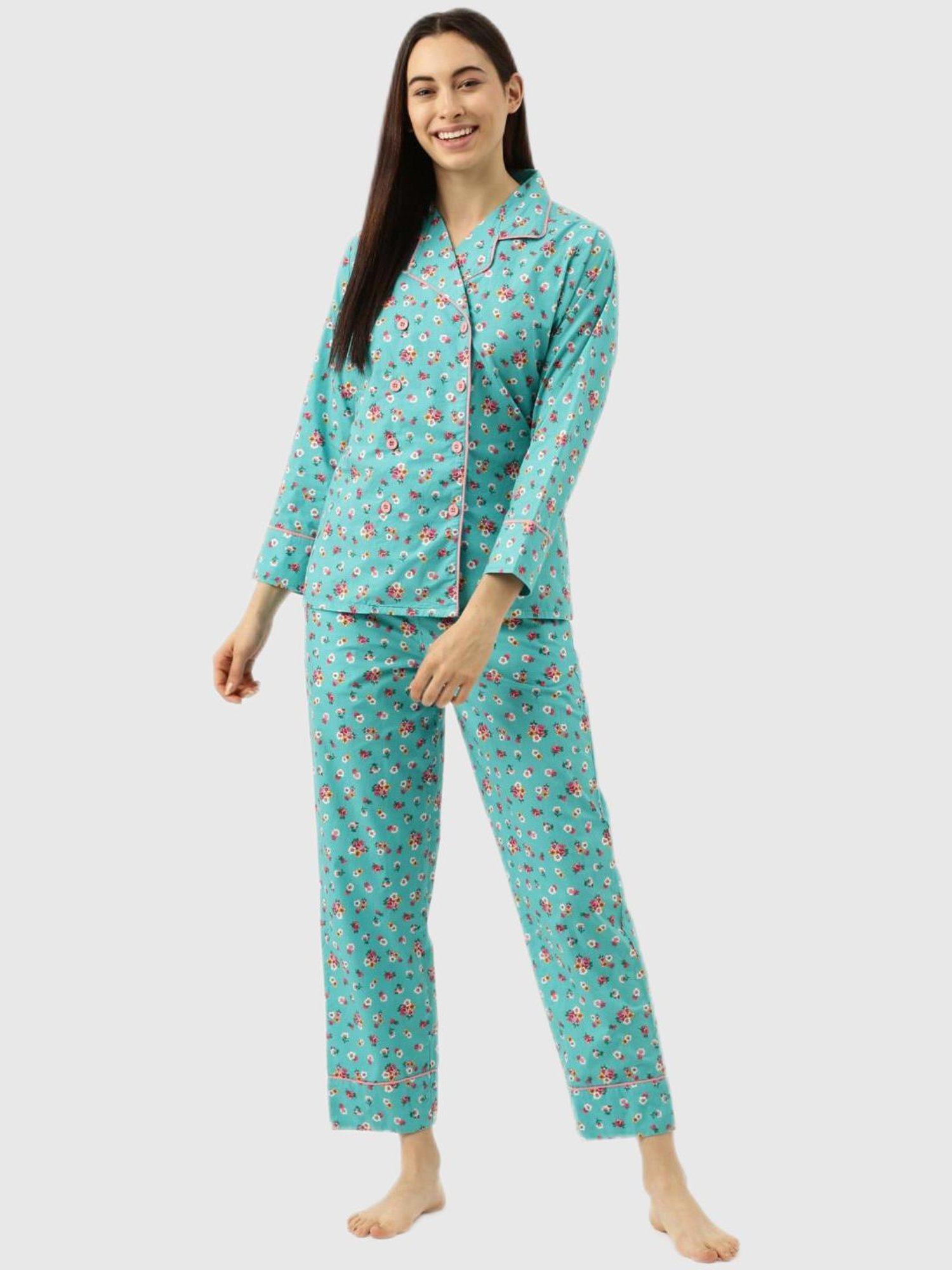 Clt.s Blue Floral Print Pajama Set
