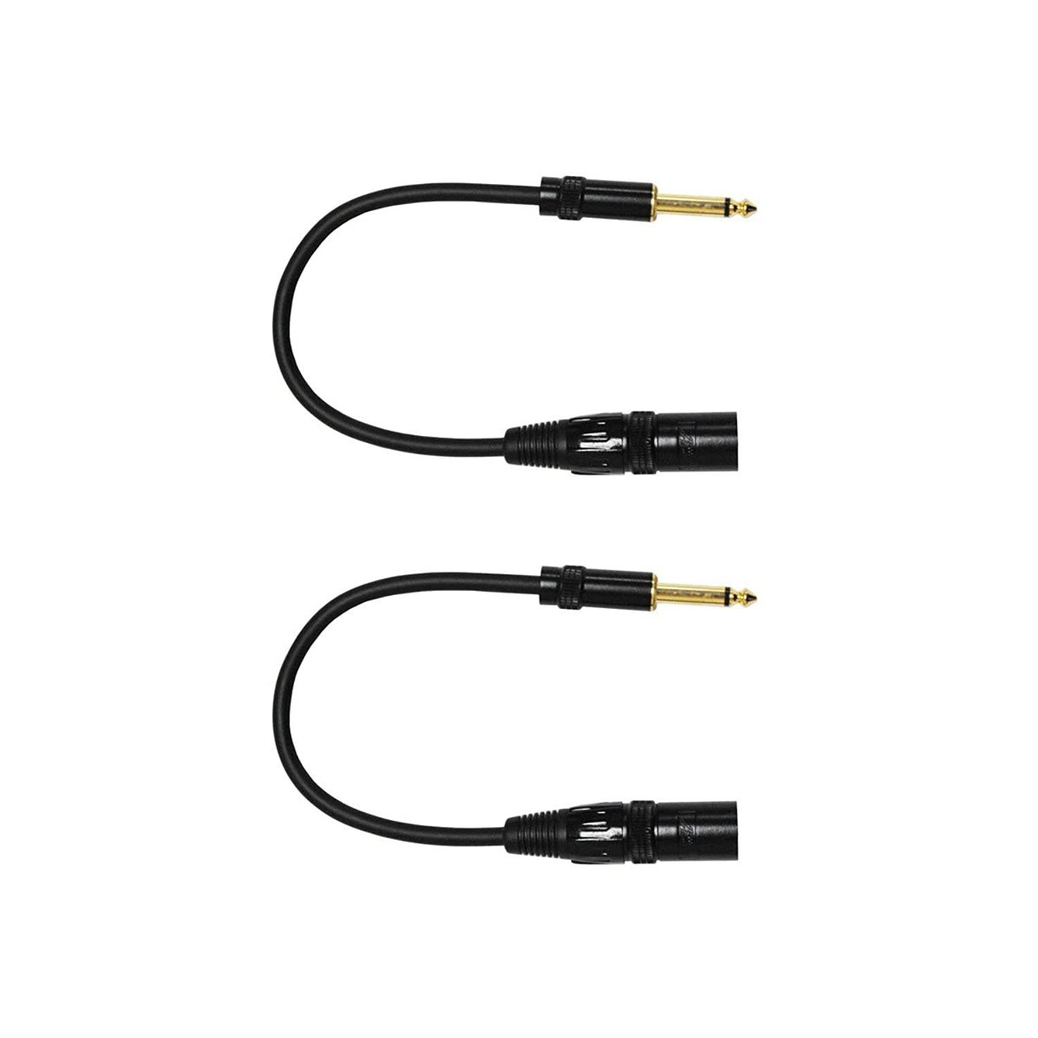 Audio 2000s 1/4 inch TS to XLR Male Audio Cable (1 Feet 2Pack)