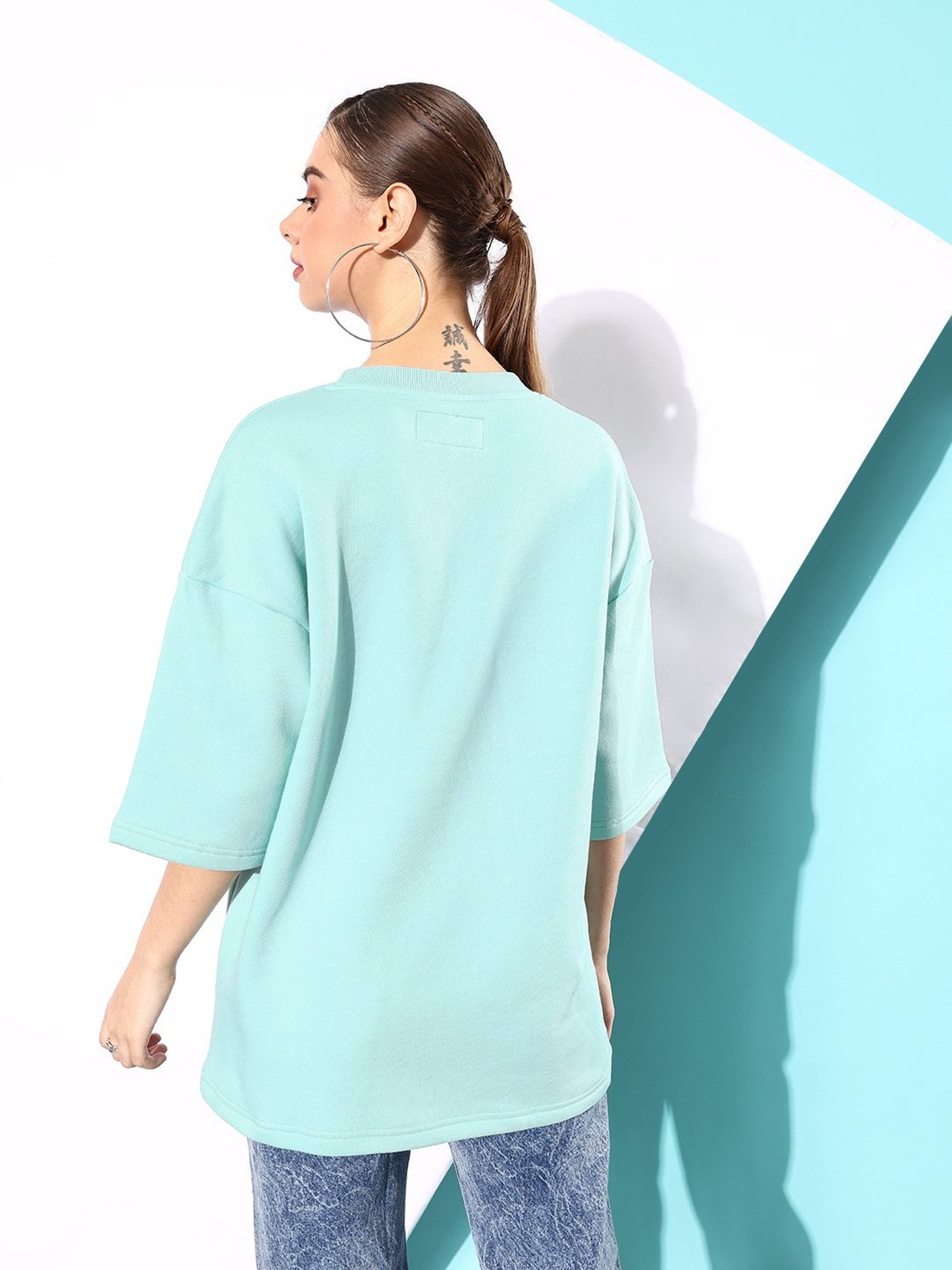 Difference of Opinion Turquoise Fleece Oversized Sweatshirt