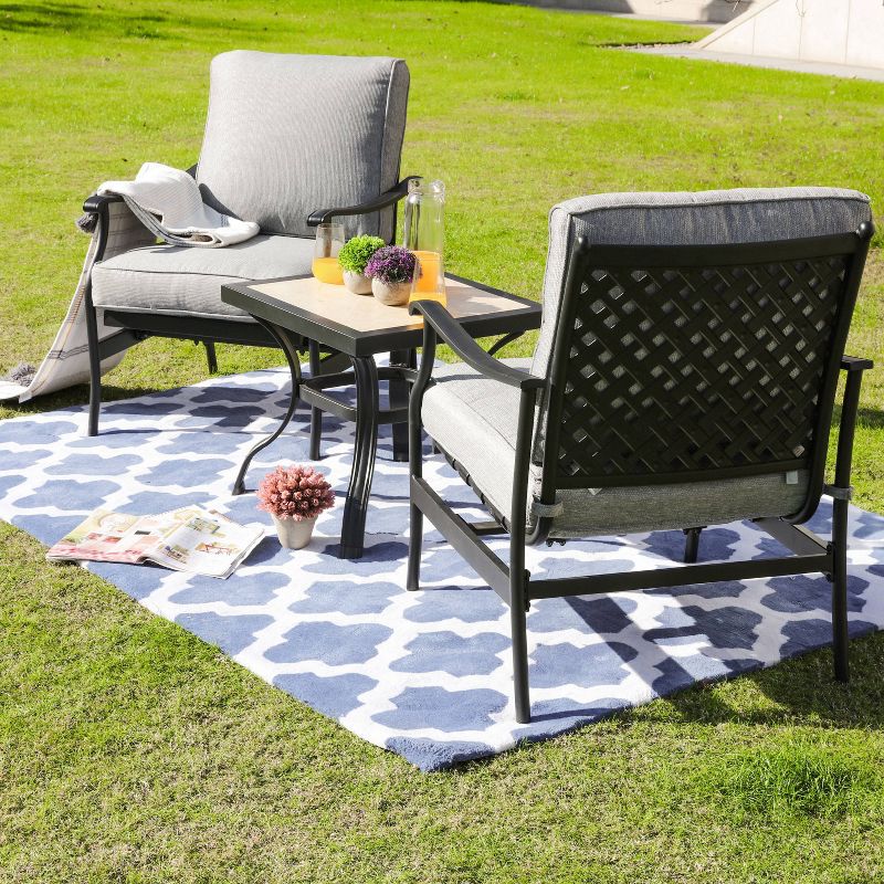 3pc Bistro Steel Patio Dining Sets Gray - Lokatse