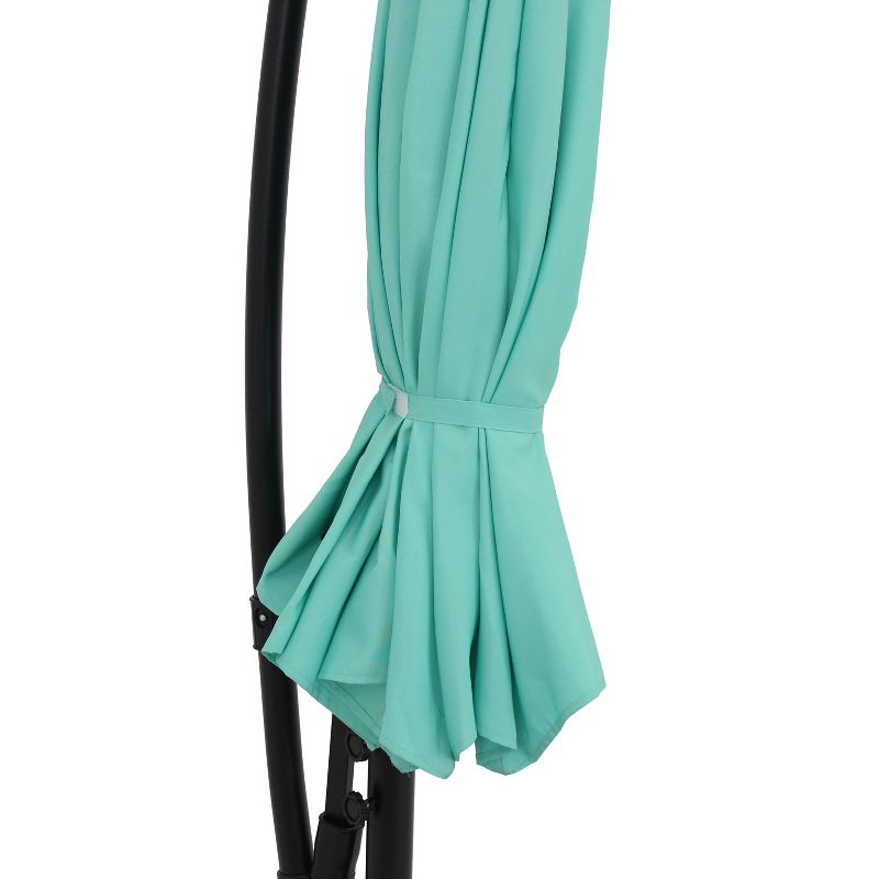 Sunnydaze Outdoor Steel Cantilever Offset Patio Umbrella with Air Vent, Crank, and Base - 9' - Seafoam