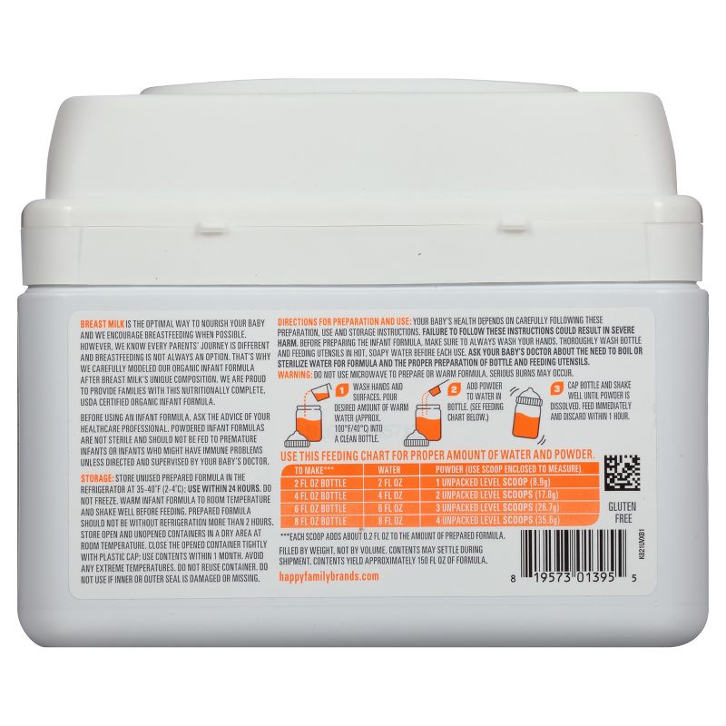 HappyBaby Organic Infant Formula with Iron Milk Based Powder - 21oz