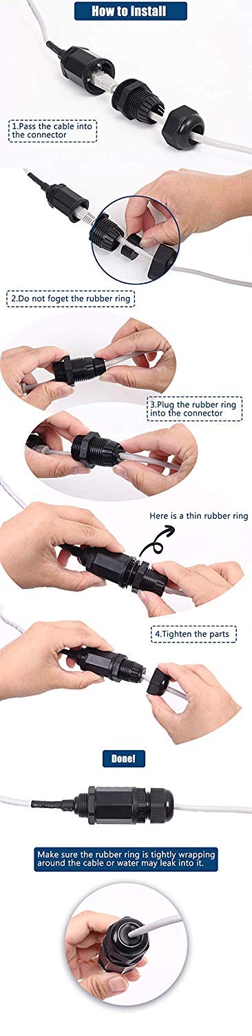 (5 Pack) RJ45 Waterproof Connector IP67 Ethernet Network Cable Connector double head Outdoor Lan Coupler Adapter  Cat5 6 8P8C,Locking Waterproof CAT6 RJ45 Female to Female Lan Ethernet Network coupler