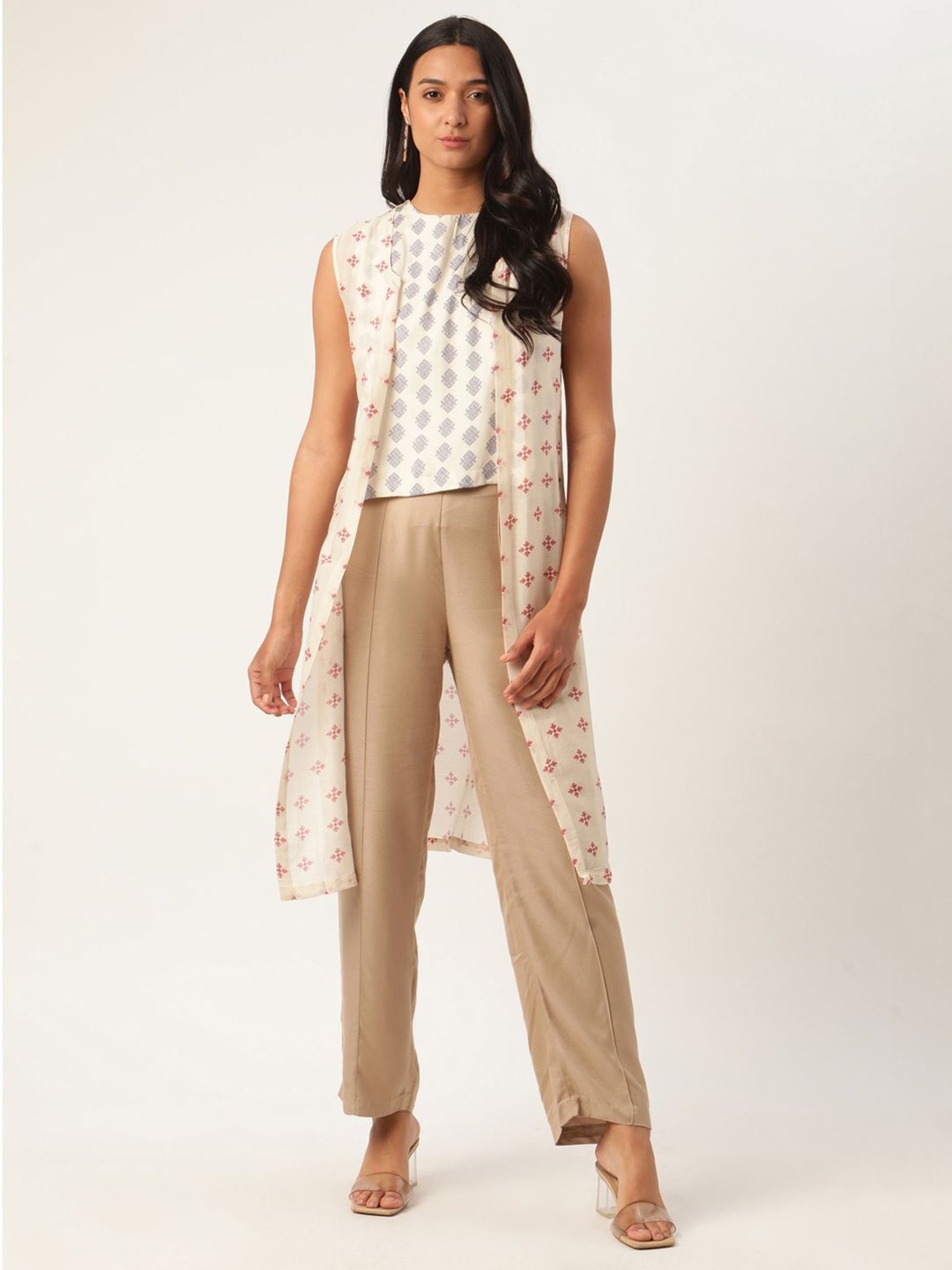 Rooted White Printed Shrug