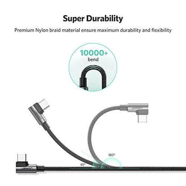 UGREEN USB C Right Angle Cable 90 Degree Type C Fast Charger Compatible with Samsung Galaxy S20 S10 S10E S9 S8 Plus Note 9 8, LG G8 G7 V20 V40 V30 G6 G5, Nintendo Switch, GoPro Hero 7 8 5 6 (1.5ft)