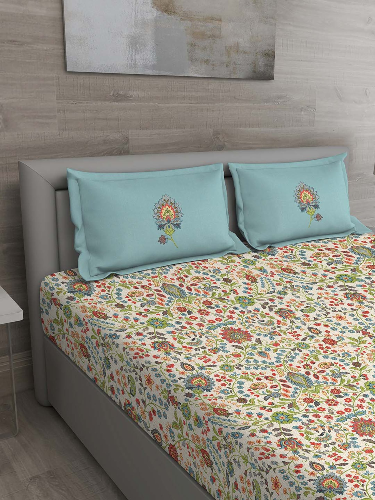 GM Multicolor 100% Cotton 150 TC Queen Bedsheet Set