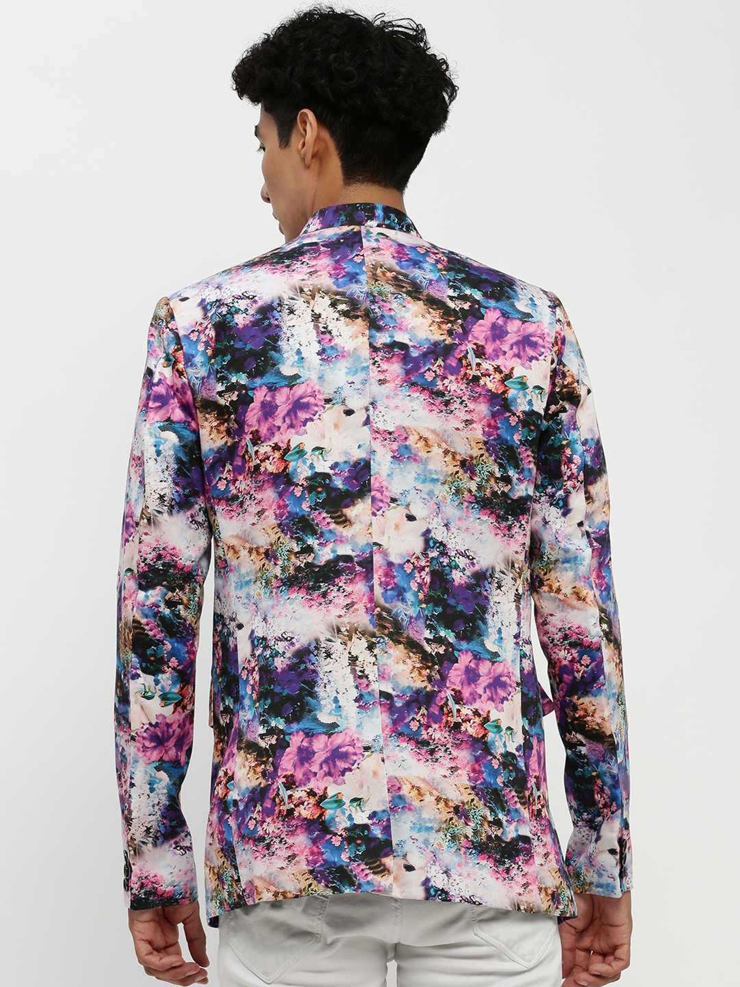 SHOWOFF Multicoloured Slim Fit Printed Blazer