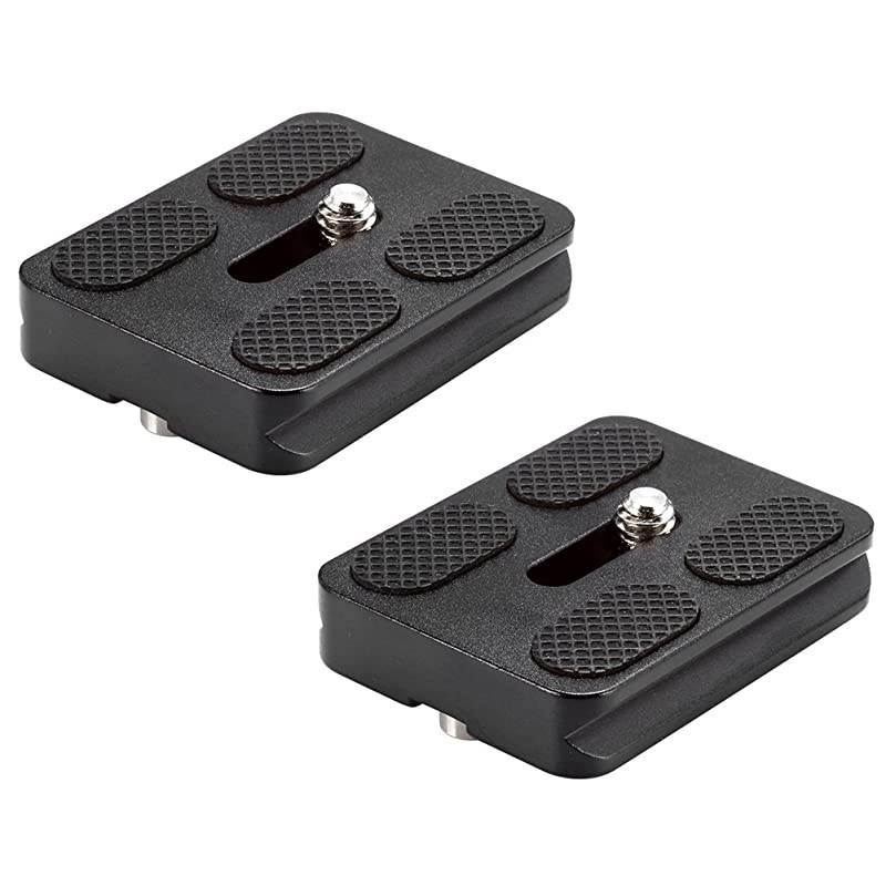 2 Pieces Metal PU50 50 Millimeter Universal Quick Shoe Plate with 14 inch ScrewFits ArcaSwiss Standard for Camera Tripod Ball HeadBlack