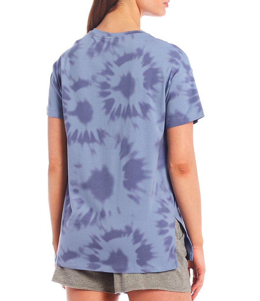 Jasmine & Ginger Tonal Tie-Dye Printed Knit Coordinating Sleep Tee