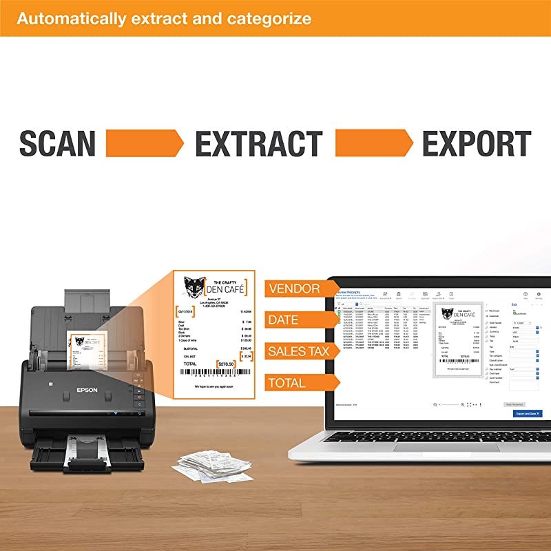 Workforce ES-500WR Wireless Color Receipt & Document Scanner for PC and Mac, Auto Document Feeder (ADF), Black