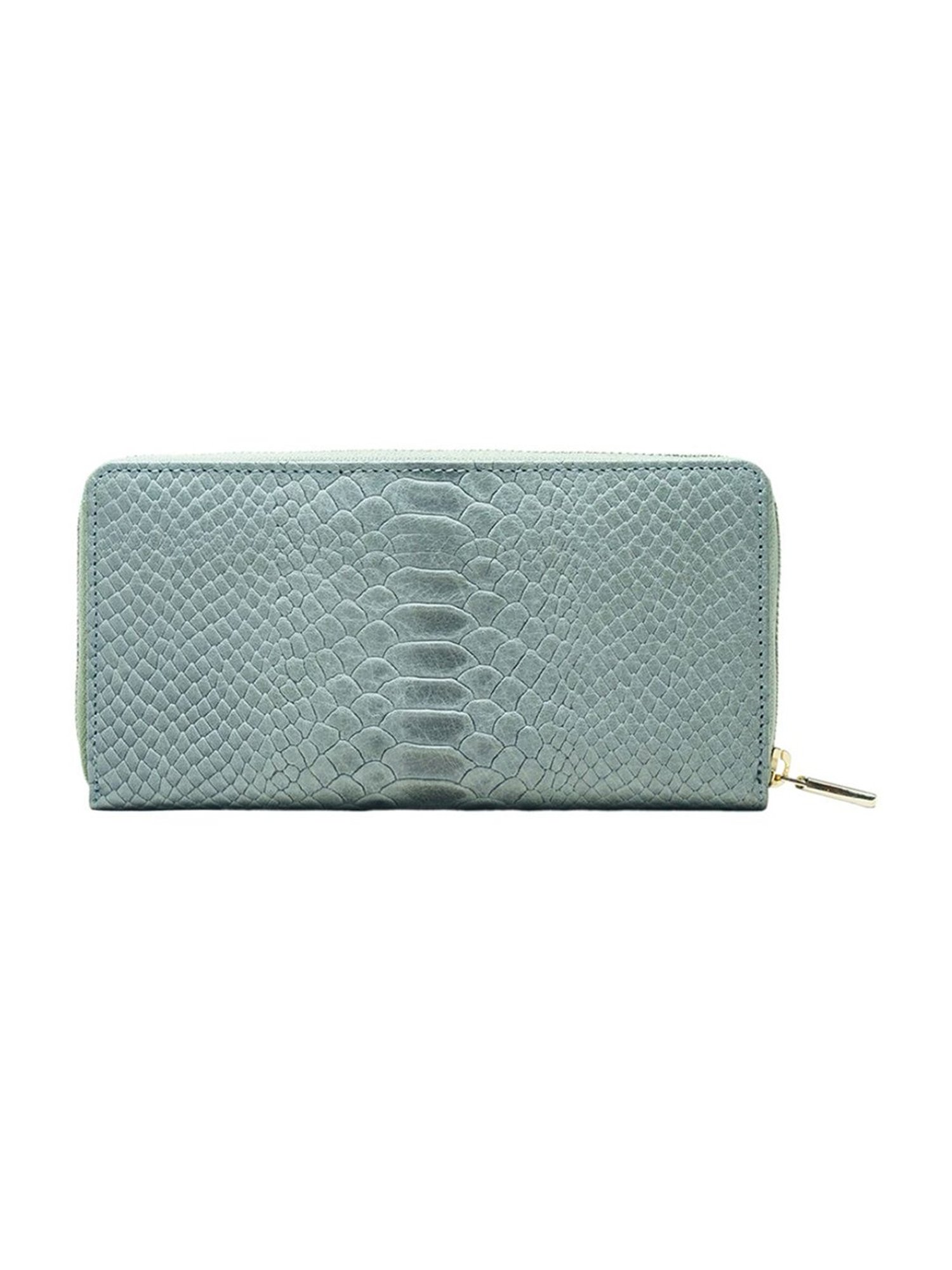 RI2K London Grey Leather Textured Zip around Wallet