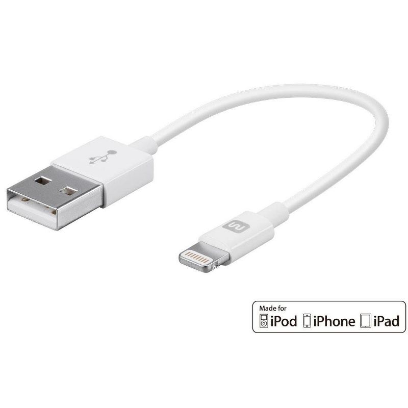 Monoprice Apple MFi Certified Lightning to USB Charge & Sync Cable - 0.5 Feet White for iPhone X, 8, 8 Plus, 7, 7 Plus, 6, 6 Plus, 5S - Select Series