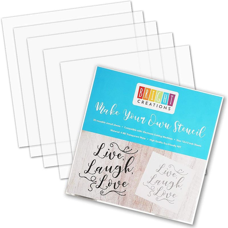 Bright Creations 12" x 12" Blank Stencil Sheets, Clear Mylar Template Sheets for Stencil, 30 Pack