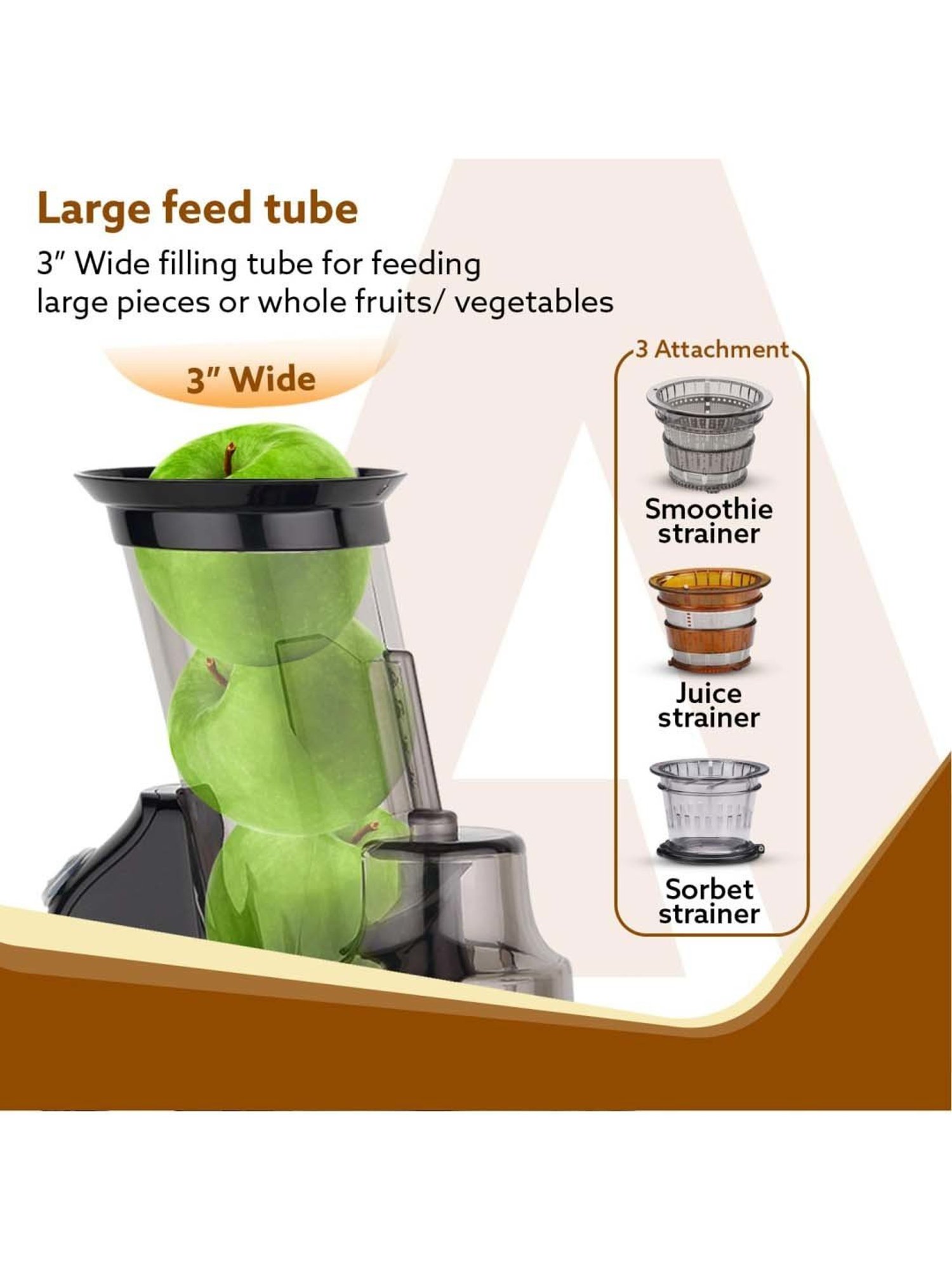 Agaro Royal 240W Slow Juicer with 3 Strainers (Black)