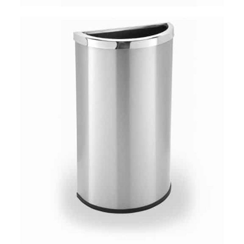 Commercial Zone 783929 Heavy Duty Durable 15 Gallon Open Top Trash Can and Waste Bin Container with Galvanized Half Moon Design, Silver