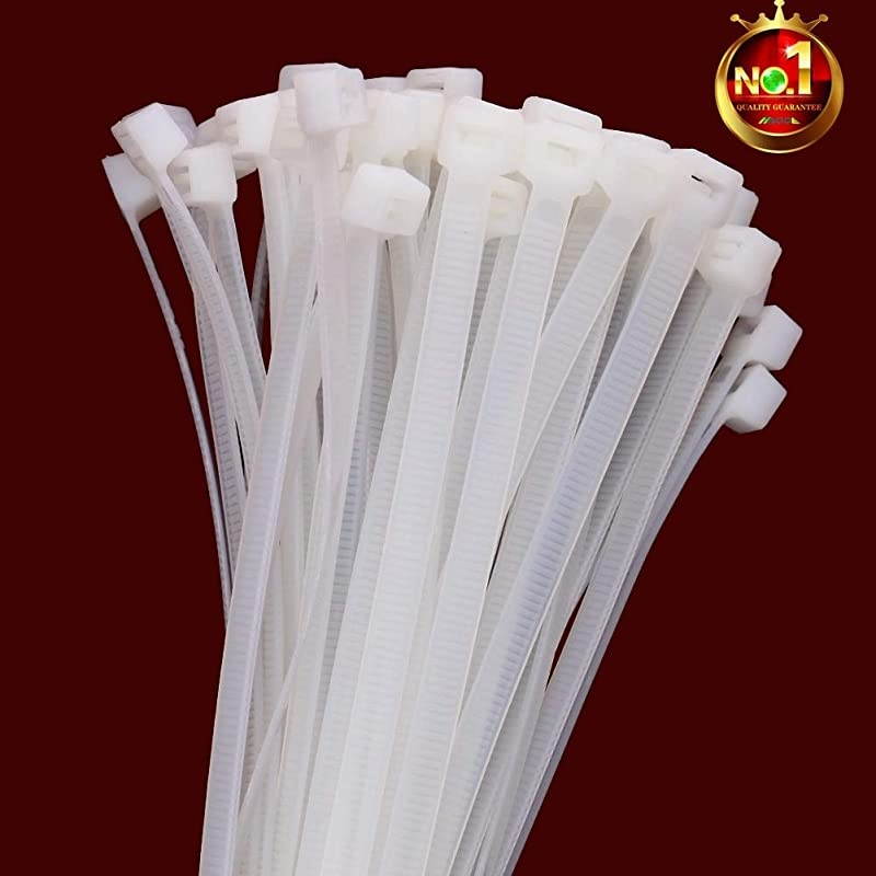 Long 14 Inch White Clear Strong Cable Ties, Upgrade Industrial UV Resistant Durable Life Zip Ties, Heavy Duty Cable Management for Large Objects (14 inch, 120LB, White, 50 Pack)