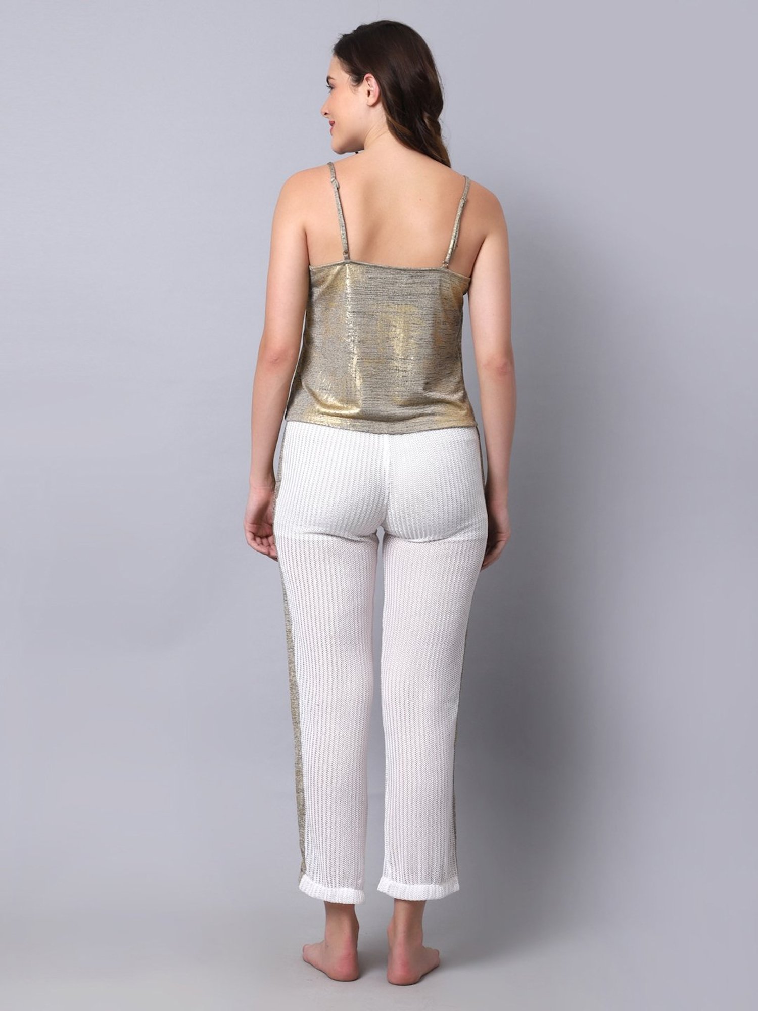 Erotissch Golden & White Plain Beachwear Co-Ord Set