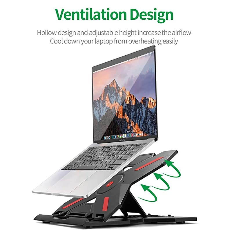 Portable Laptop Stand Foldable Laptop Computer Holder Desk Stand Ventilated Notebook Riser Compatible with PC MacBookAirPro HP DELL Laptops with a 360&deg; Rotatable Base