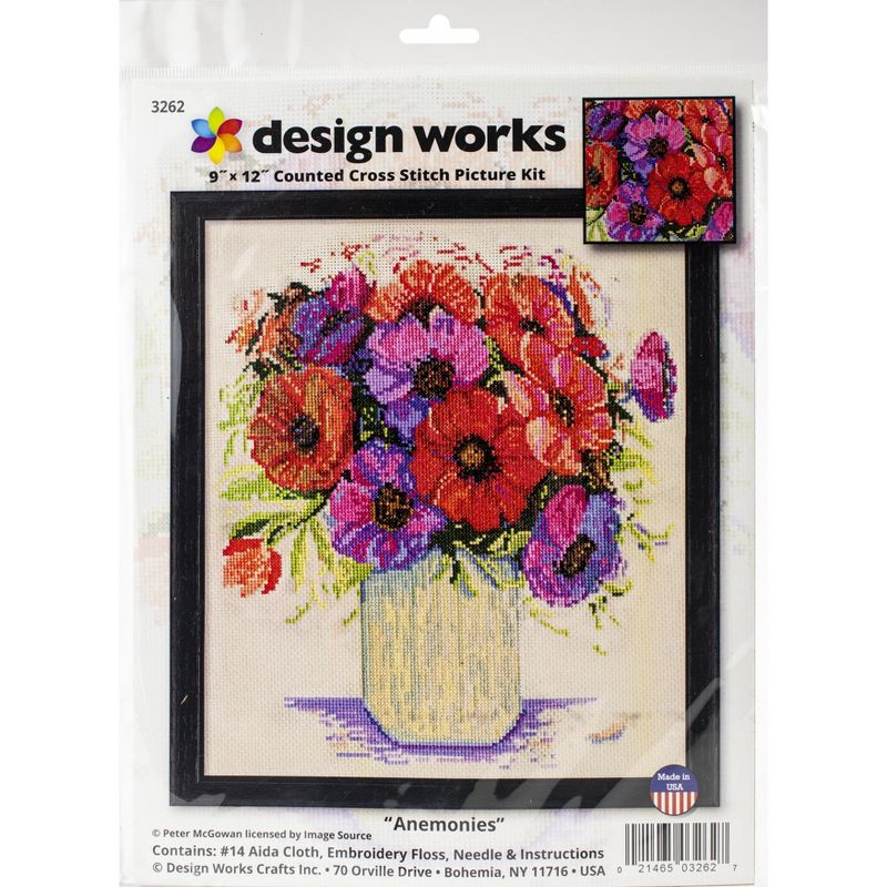 Design Works Counted Cross Stitch Kit 9"X12"-Anemones (14 Count)
