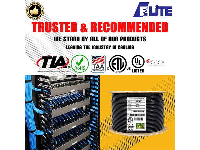 Elite Cat6 Shielded Riser (CMR), 1000ft, 550MHz, 23AWG, F/UTP, Solid Bare Copper, UL Certified, UL-LP Certification, Bulk Ethernet Cable Reel, Blue