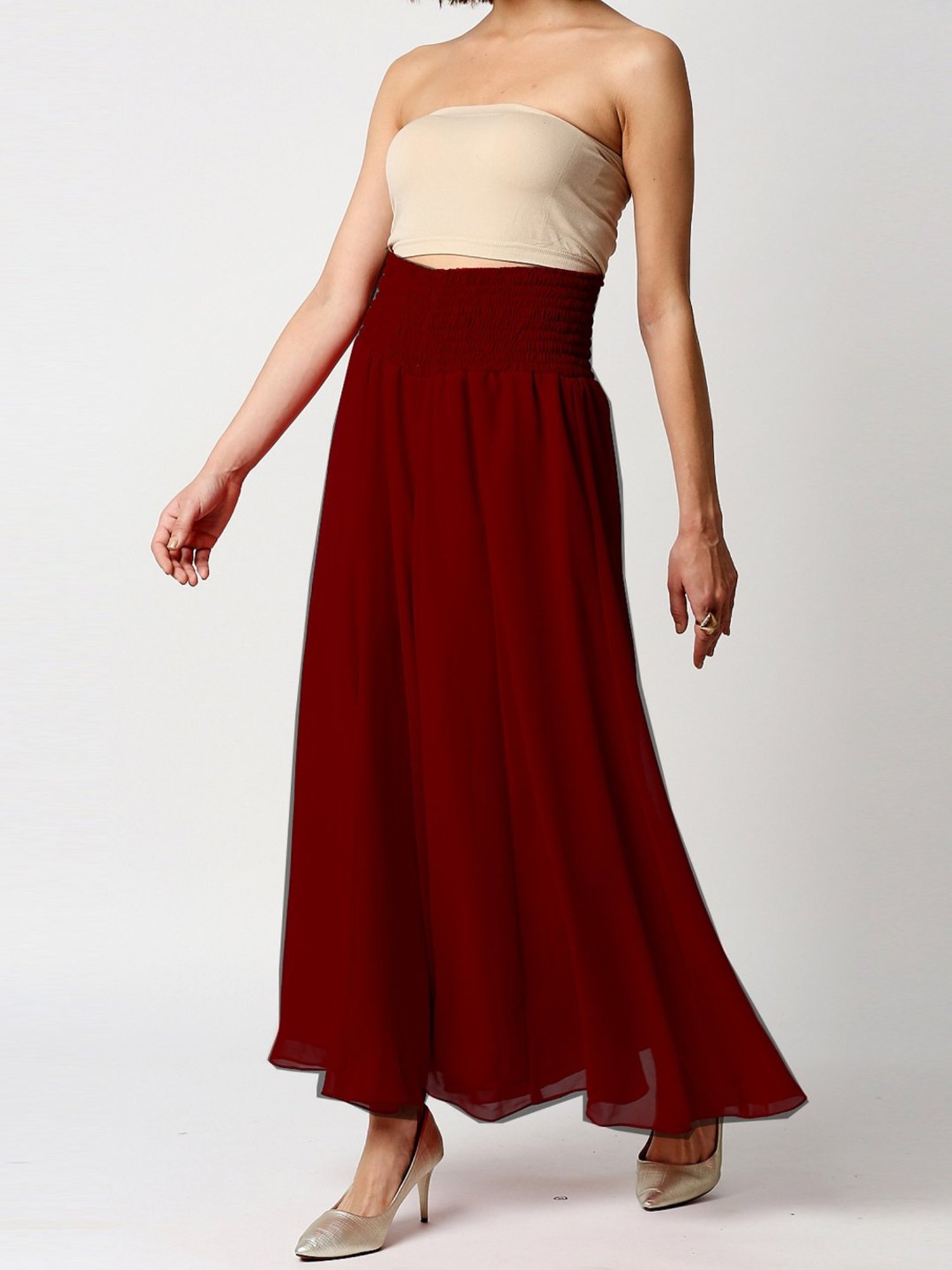 Ira Soleil Maroon Regular Fit Palazzos