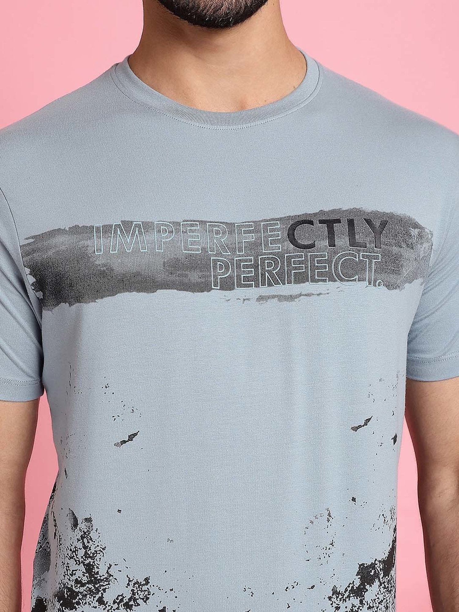 Venitian- Forbidden Clothing Grey Slim Fit Printed Crew T-Shirt