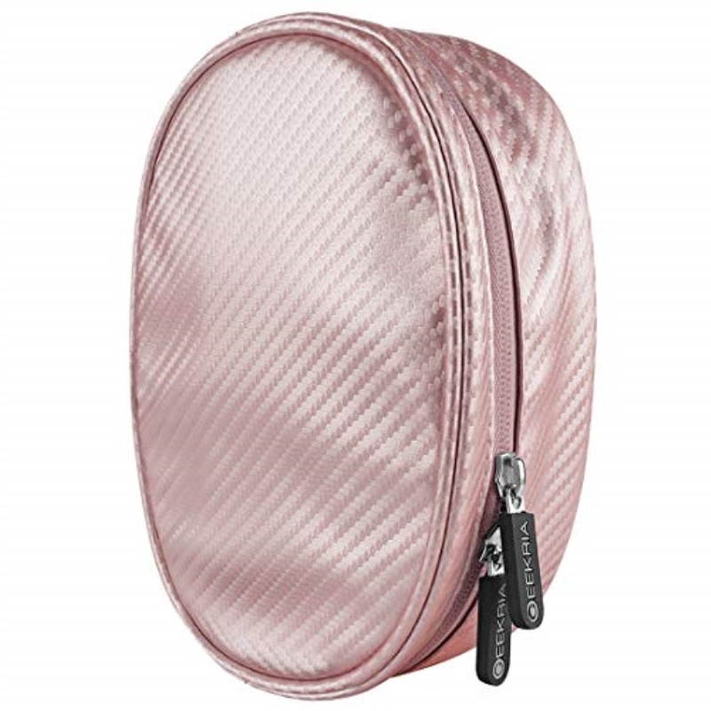 geekria soft shell headphone pouch for beats solo2, solo3, studio, wireless onear headphones, solo, solo hd, skullcandy crusher, bose qc35 and more/carrying bag/protective travel case rose gold
