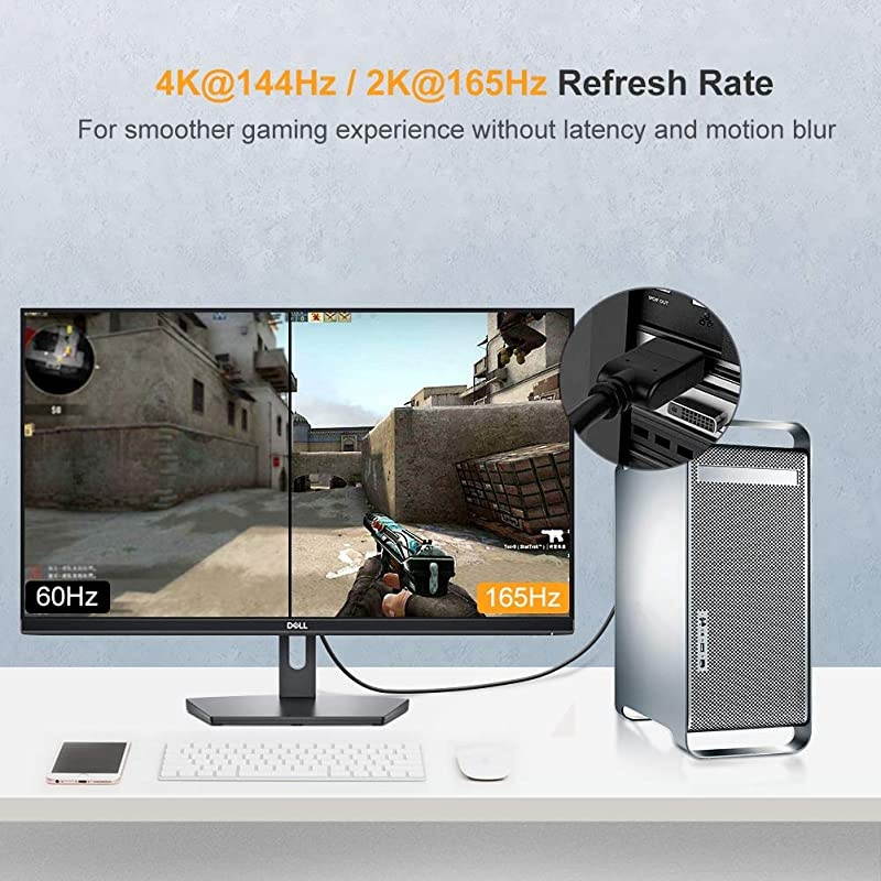 8K Displayport Cable 14 33ft DisplayPort to DisplayPort Cable DP to DP Cable Gold Plated with 8K60Hz 4K144Hz 2K165Hz Video Resolution amp HDR Support 1M Black