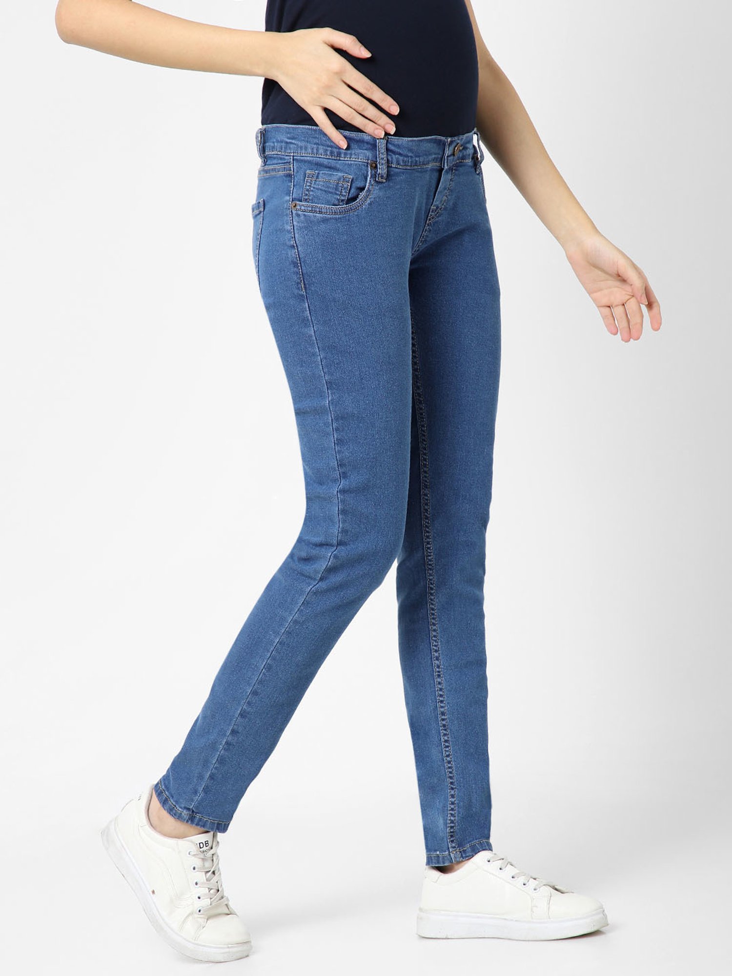 Mystere Paris Blue Cotton Maternity Jeans