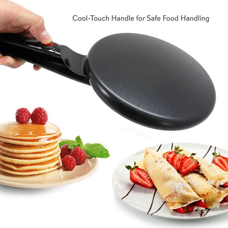 NutriChef Electric Plug In Countertop Crepe Maker and Griddle Hot Plate Cooktop with Automatic Temperature Control, and Cool Touch Handle, Black