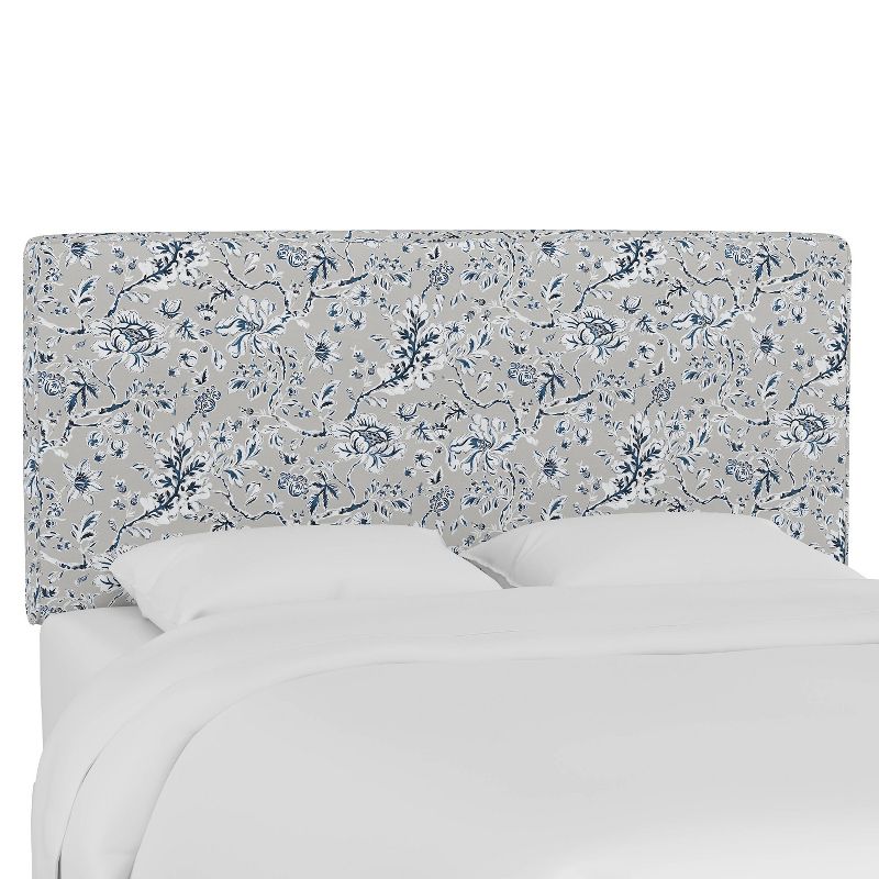 Queen Box Seam Headboard Indian Blockprint Gray - Skyline Furniture