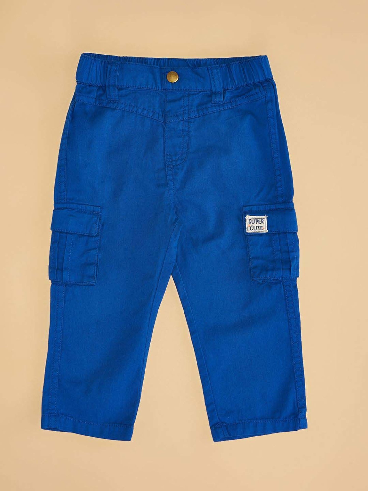 Pantaloons Baby Kids Classic Blue Cotton Regular Fit Pant