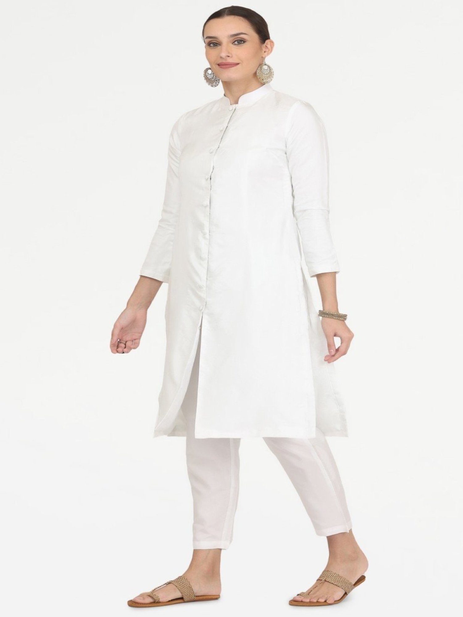 Kaanchie Nanggia White Taffeta Jacket with Pant