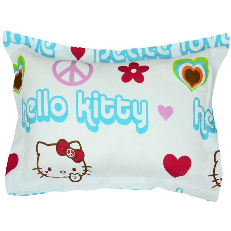 Sanrio Pillow Sham Hearts and Peace Signs Bed Pillow Cover - Hello Kitty..