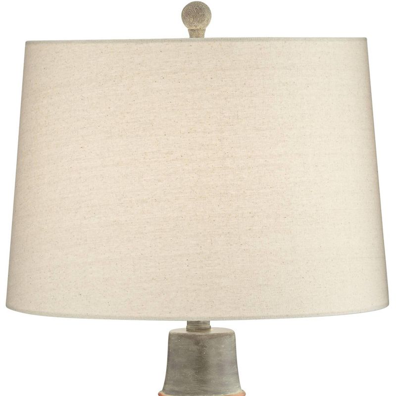 John Timberland Rustic Table Lamp Southwest Style Pattern Oatmeal Fabric Drum Shade for Living Room Bedroom Bedside Office Family