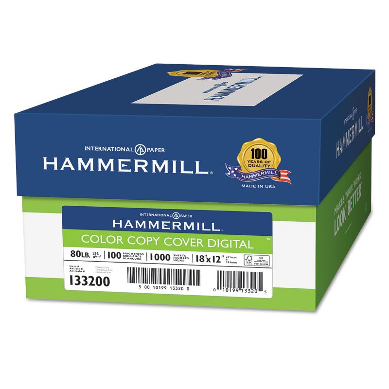 Hammermill Copier Digital Cover Stock, 80 lbs., 18 x 12, Photo White, 1000 Sheets 133200