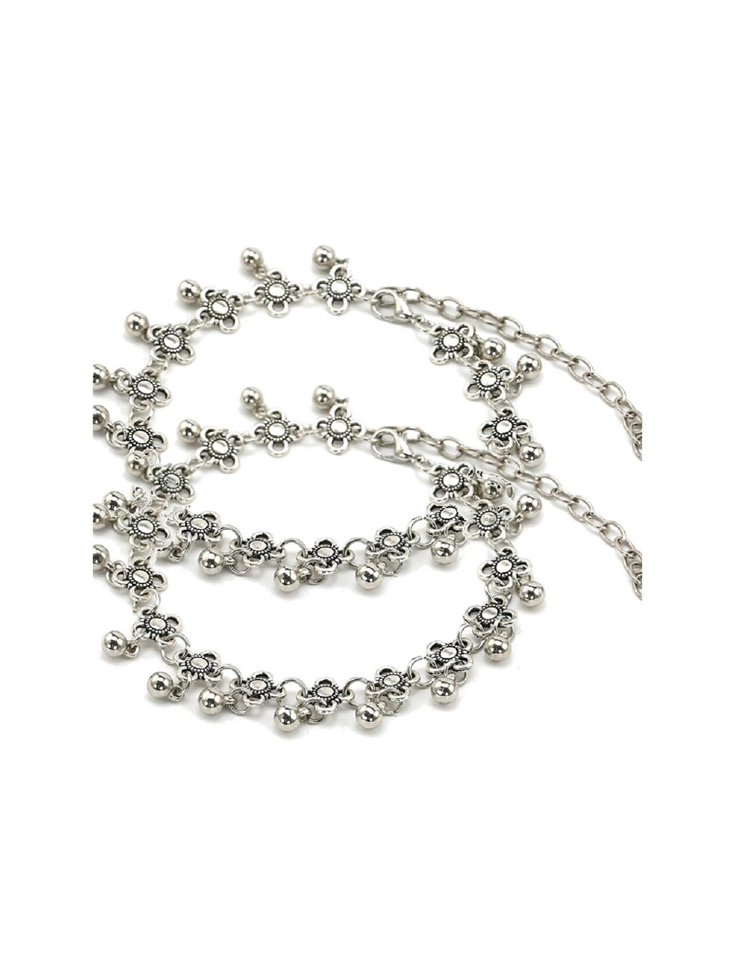Oomph Oxidized Silver Bohemian Fashion Anklets - Pair of 1