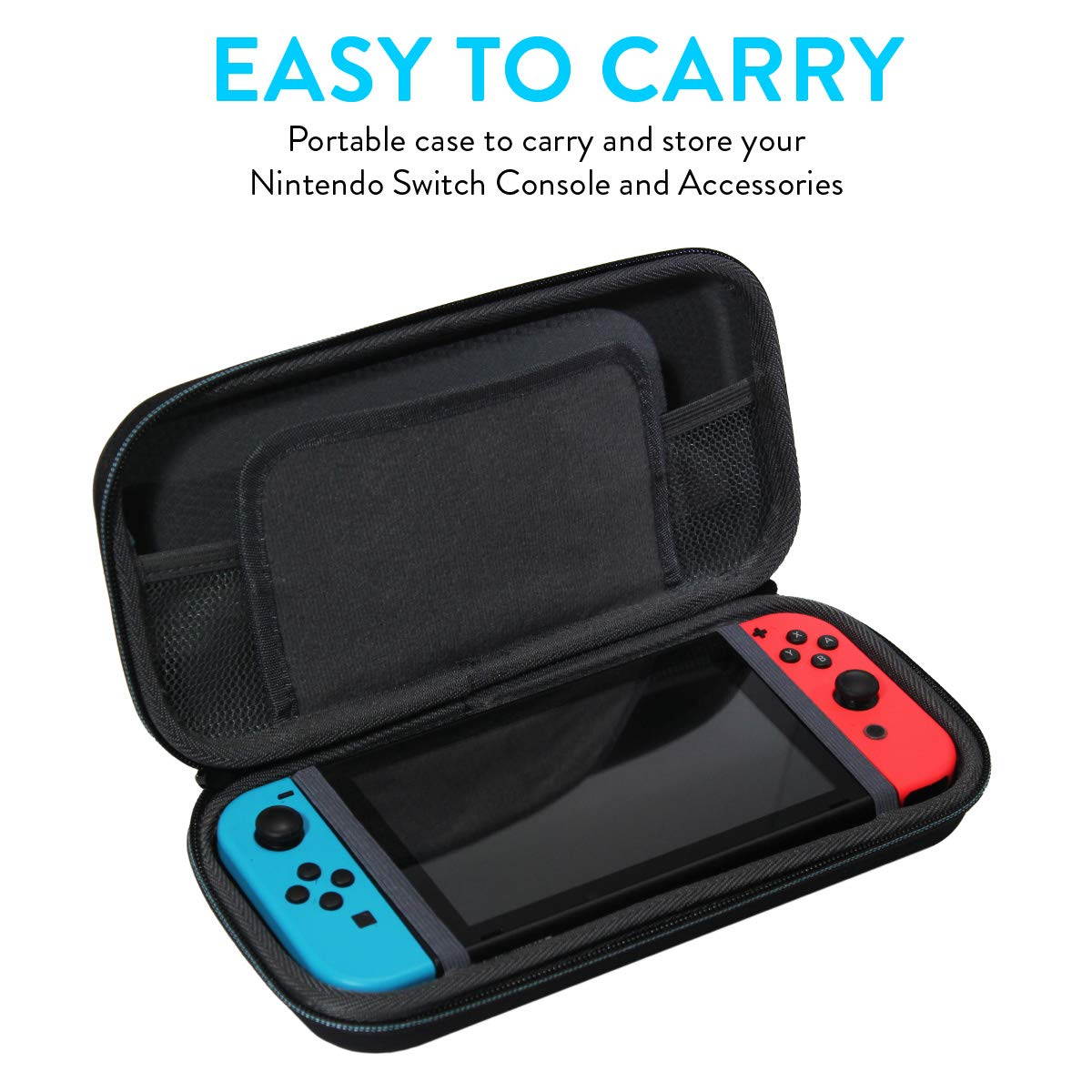 TUDIA Hard EVA Travel Carrying Case for Nintendo Switch, Hard Shell Protective Case Fits Nintendo Switch Console, Game Cards, Charger & Accessories