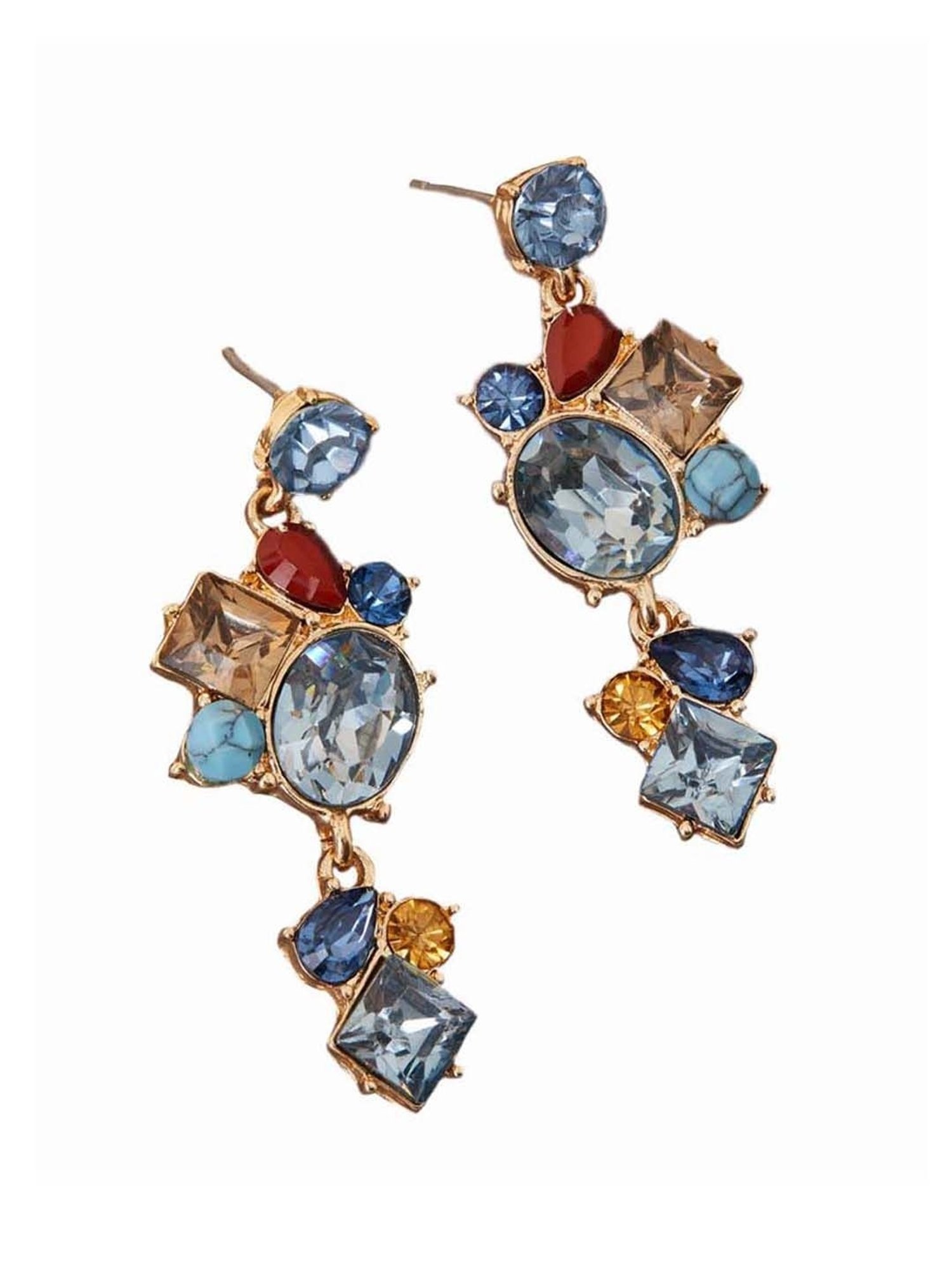 Accessorize London Women's Multicolored Eclectic Stone Statement Dangler Earrings