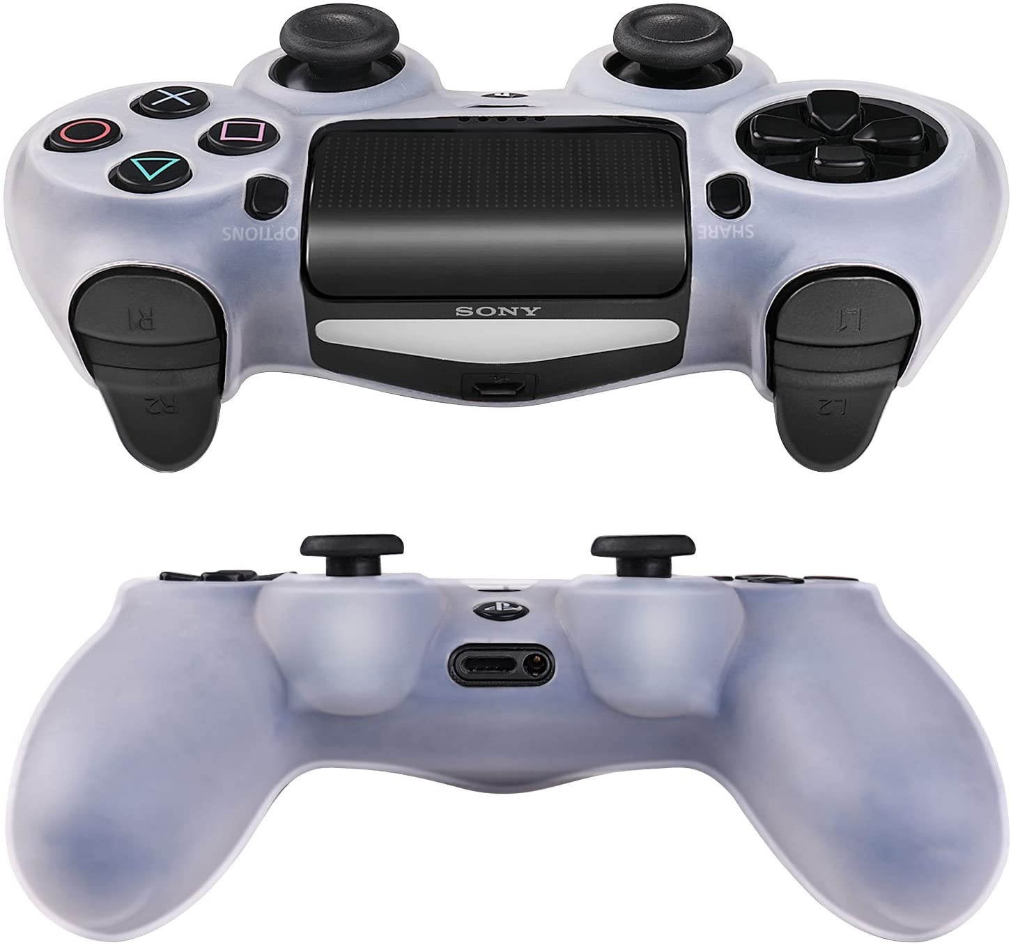 TNP PS4 Controller Case (White) - Soft Anti-Slip Silicone Grip Case Protective Shell Cover Skin for Sony Playstation 4 PS4 Wireless Game Gaming Controller [Playstation 4]