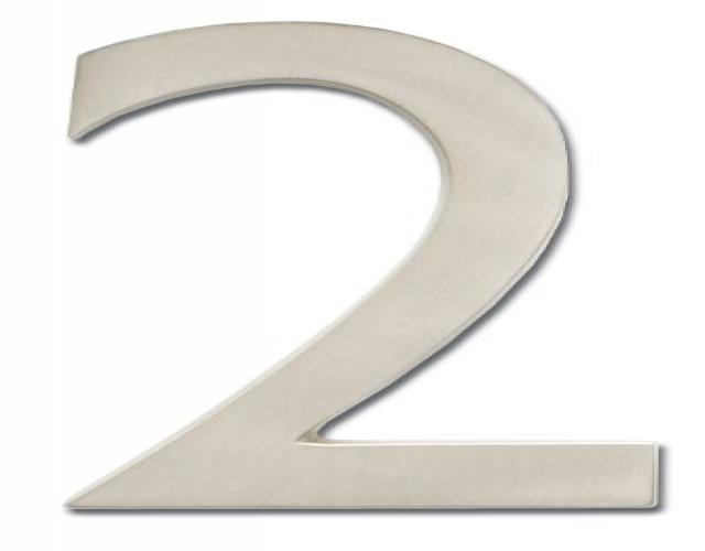 Architectural Mailboxes 3582SN Number 2 Solid Cast Brass 4 inch Floating House Number Satin Nickel "2"