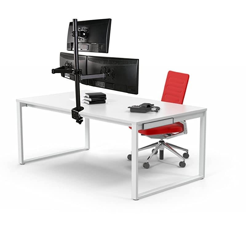 Triple LCD Monitor Desk Mount Fully Adjustable Stand Fits 3 Screens up to 27 inch 22 lbs Weight Capacity per Arm M003 Black