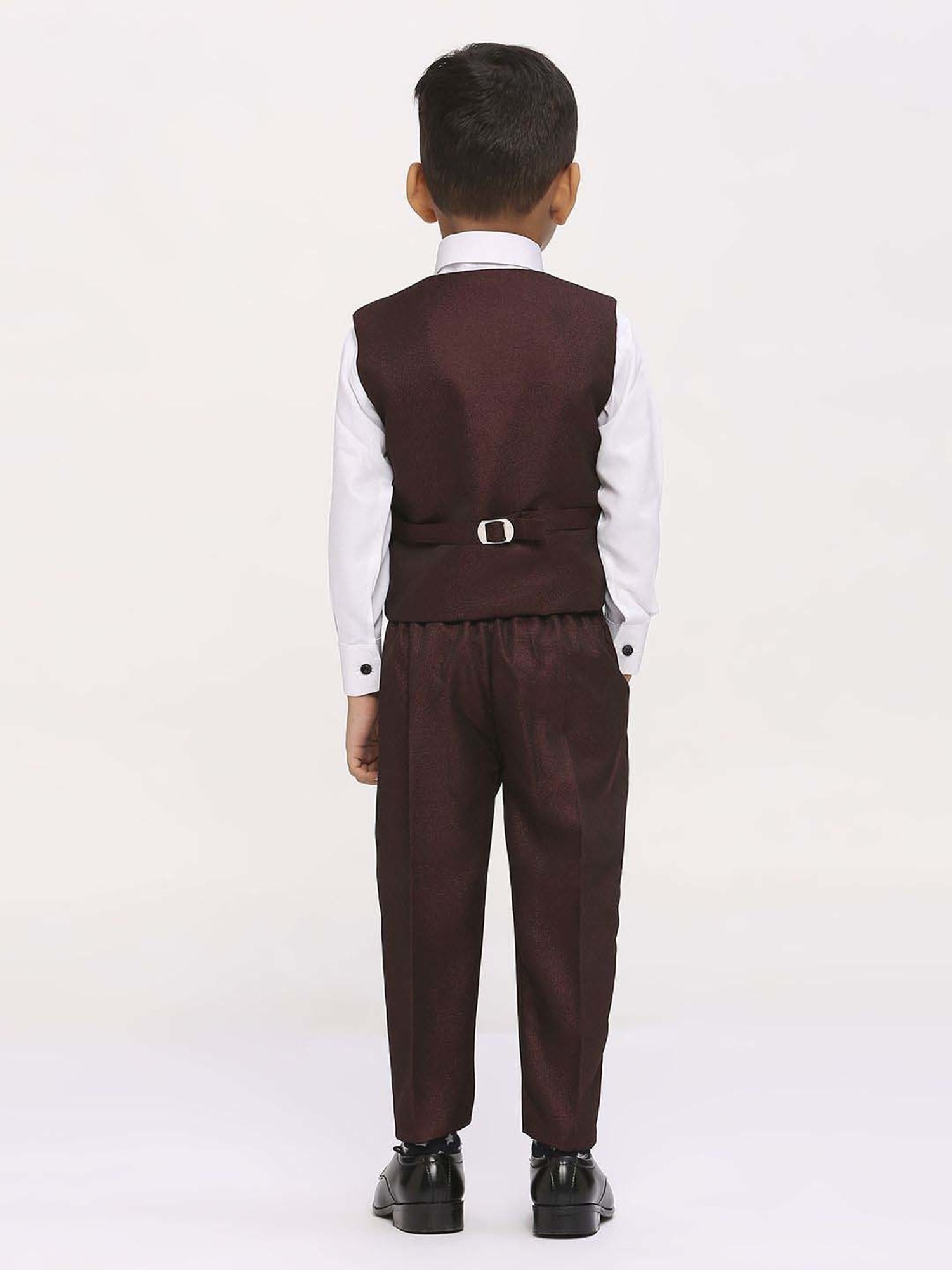 Fourfolds Boys Blue & White Solid Full Sleeves Suit Set