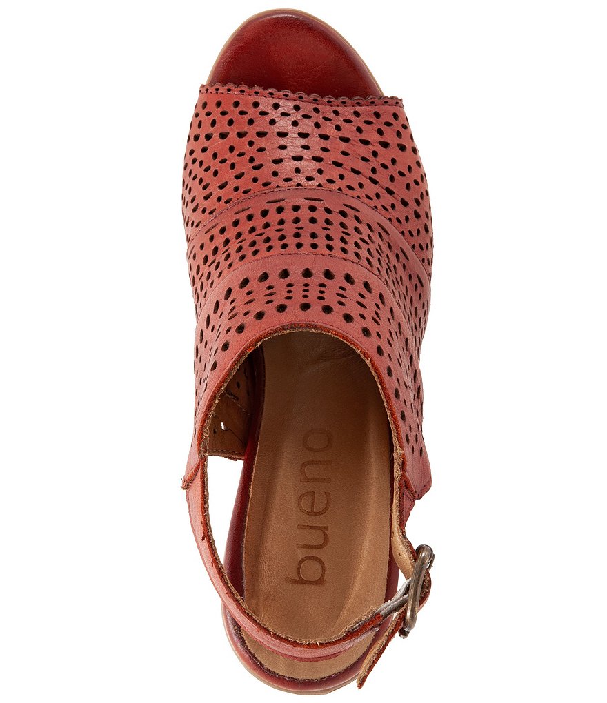 Bueno Upton Perforated Leather Block Heel Sling Sandals