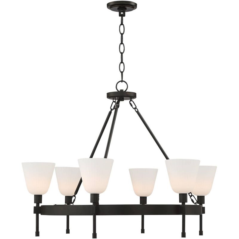 Franklin Iron Works Cheryl 33 1/2" Wide Bronze 6-Light Wagon Wheel Chandelier