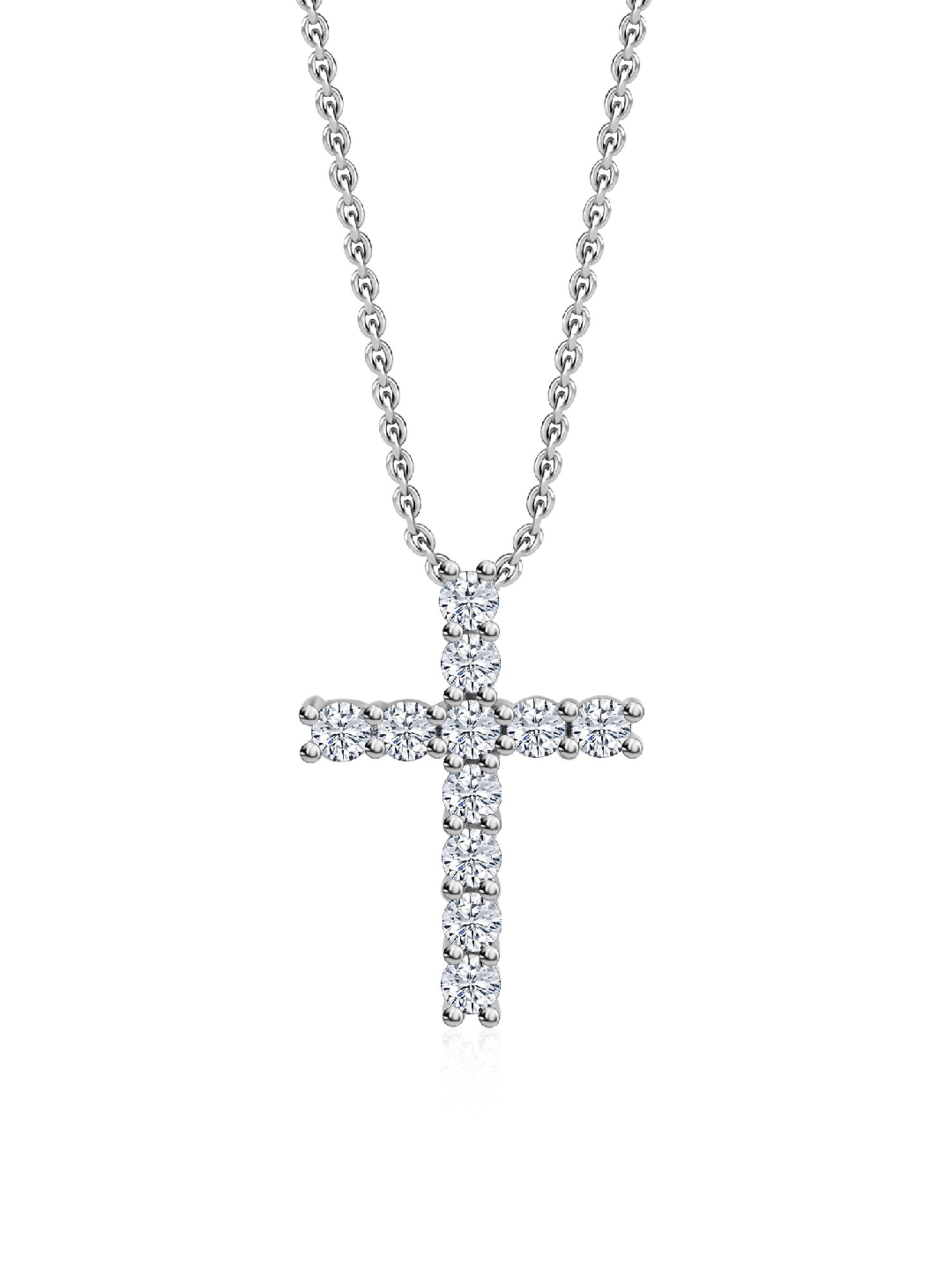 925 Silver American Diamond Cross Pendant with 18-inch Chain for Women & Girls