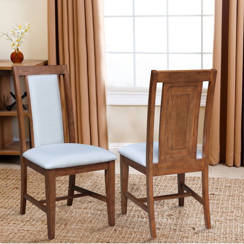 42" Drop Leaf Dining Table with 4 Dining Upholstered Farmhouse Prevail Chairs Distressed Oak - International Concepts