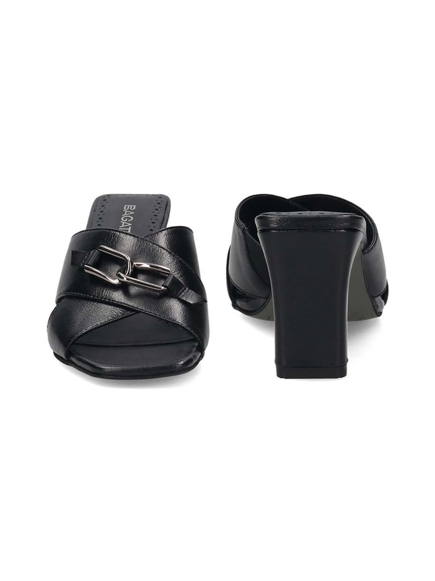 Bagatt Women's Jaya Black Cross Strap Sandals